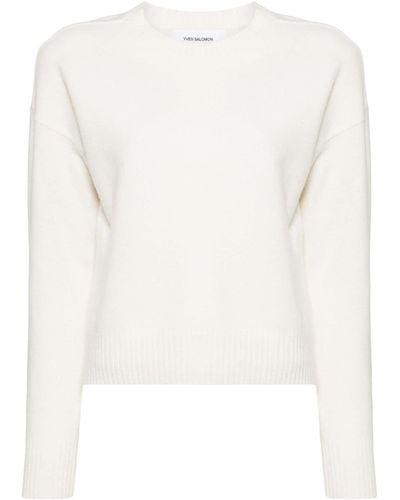 Yves Salomon Crew-neck Wool Sweater - White