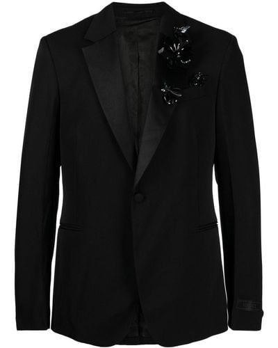 Versace Blazer con apliques florales - Negro