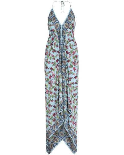 Etro Floral-print Halterneck Maxi Dress - Blue