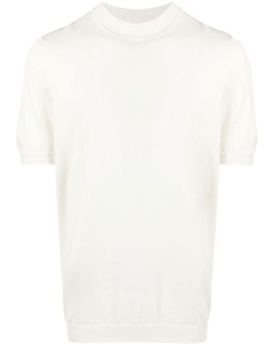 Drumohr Camiseta de punto fino con cuello falso - Blanco