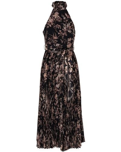 Zimmermann Floral-print Belted Dress - Black