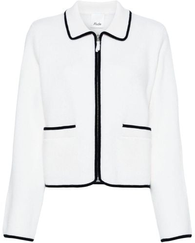 Allude Zip-up Knitted Jacket - White