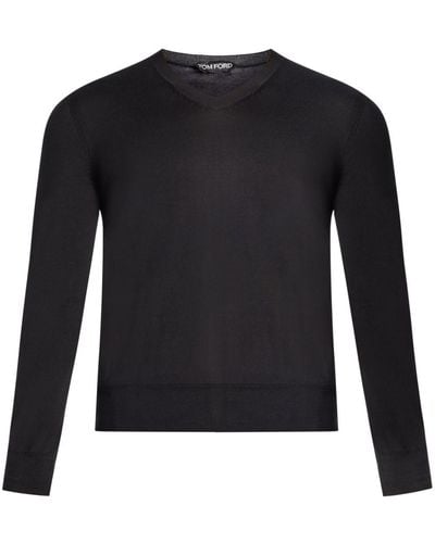 Tom Ford V-neck Cotton Sweater - Black