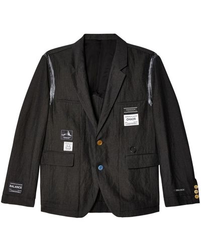 Undercover Logo-appliqué Wool-linen Jacket - Black