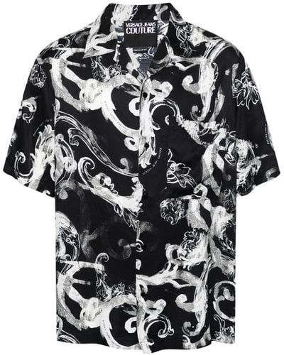 Versace Hemd mit Watercolor Couture-Print - Schwarz