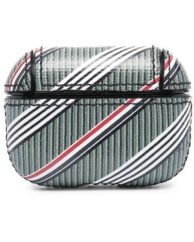 Thom Browne Stripe-pattern Airpods Case - Gray