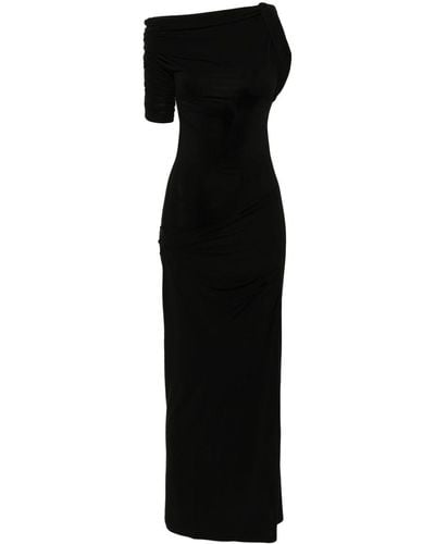 Jacquemus La Robe Drapeado Midi Dress - Black