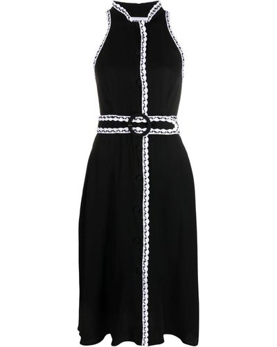 Moschino Vestido midi con costuras en contraste - Negro