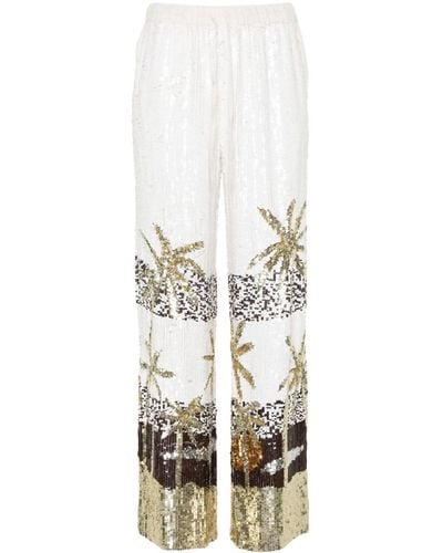 P.A.R.O.S.H. Sequined Wide-leg Pants - White