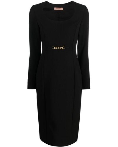 Twin Set Chain Link-detail Long-sleeve Dress - Black