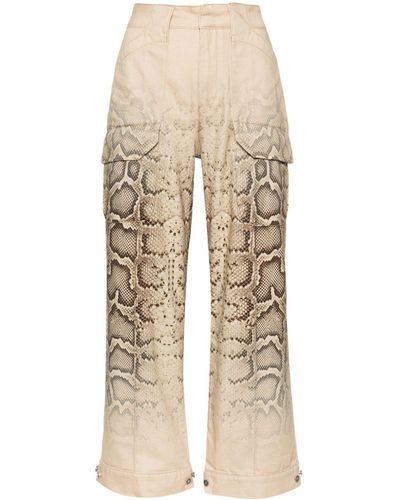 Ermanno Scervino High-waist Straight-leg Cargo Trousers - Natural