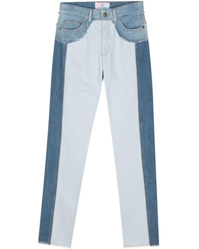 Chiara Ferragni Contrast Fringed Tapered Jeans - Blue