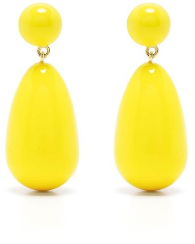 Eshvi Enamel Gold-plated Earrings - Yellow