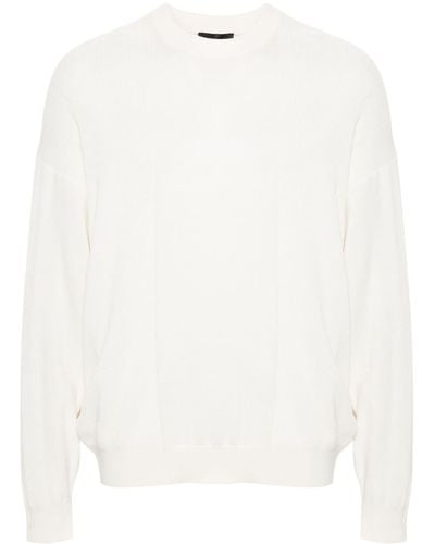 Emporio Armani Ribbed Cotton Sweater - White