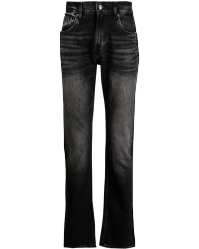7 For All Mankind Mid-rise Straight-leg Jeans - Black