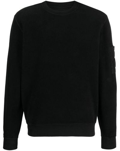 C.P. Company Reverse Brushed & Emerized Diag. Fleece Sweatshirt - Black