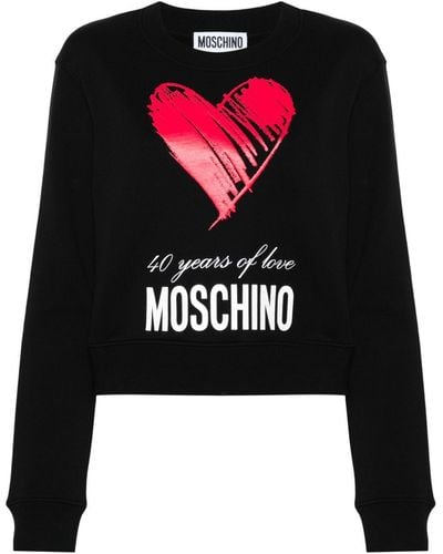 Moschino Logo-print Cotton Sweatshirt - Black