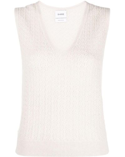 Barrie V-neck Cashmere Top - White