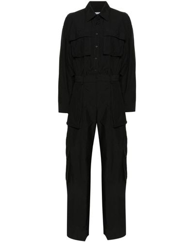 Alexander Wang Button-up Ripstop Cargo Jumpsuit - Black