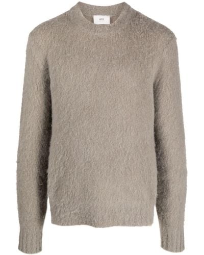 Ami Paris Brushed Crew-neck Sweater - Gray