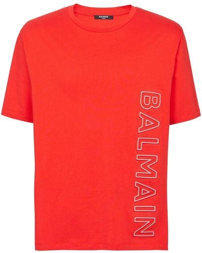 Balmain T-shirt à logo imprimé - Rouge