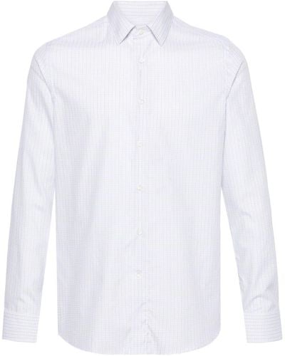 Canali Checked Cotton Shirt - White