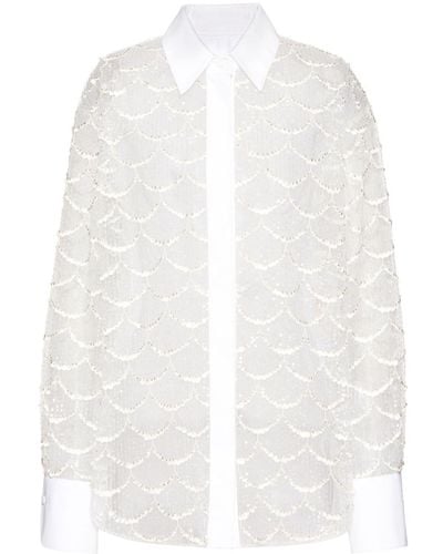 Valentino Garavani Tulle Illusione Embroidered Shirt - White