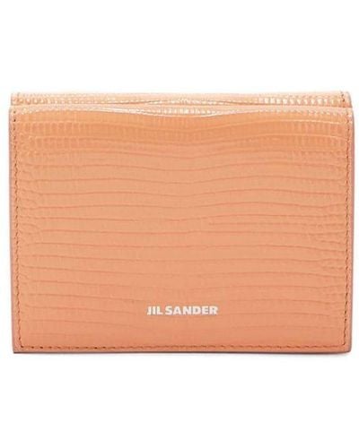 Jil Sander Logo-stamp Lizard-effect Leather Mini Wallet - Pink
