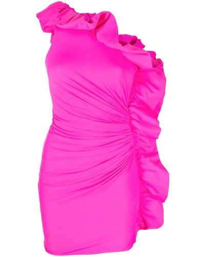 Amen One-shoulder Ruffled Minidress - Pink