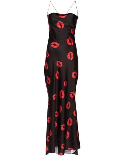 Parlor Kiss-print Sleeveless Dress - Red