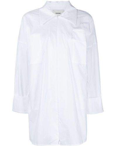 GOODIOUS Zip-up Cotton-blend Shirt - White