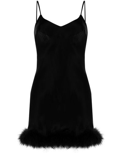 Gilda & Pearl Kitty Feather-trimmed Slip Dress - Black