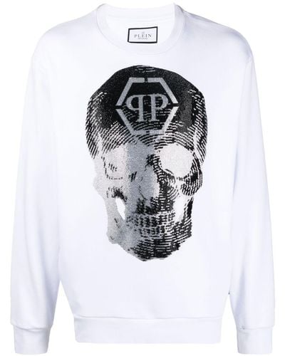 Philipp Plein Skull Logo-print Crew-neck Sweatshirt - White