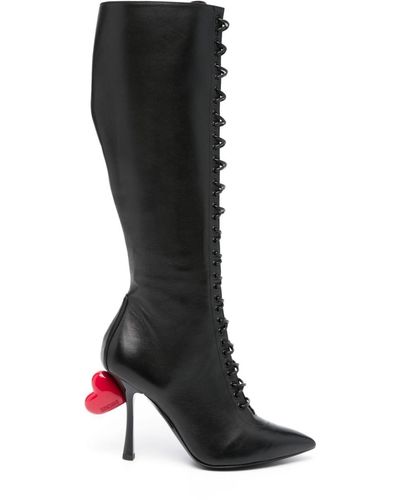 Moschino Sweet Heart 105mm Leather Boots - Black