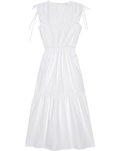 FRAME Cinched-shoulder Midi Dress - White