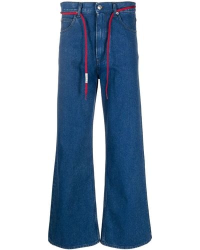 Marni Logo-patch Wide-leg Jeans - Blue