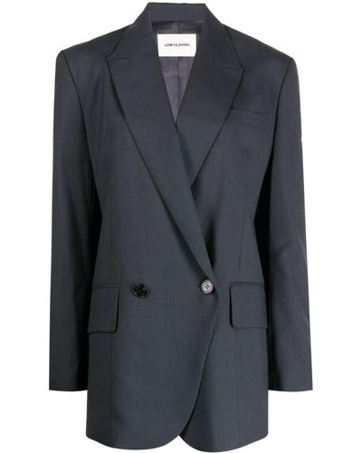 Low Classic Double-breasted Wool Blazer - Black