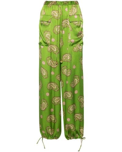 ALÉMAIS Dice Silk Wide-leg Trousers - Green