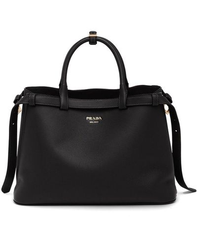 Prada Bolso shopper con placa del logo - Negro