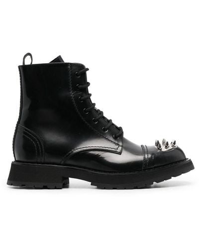 Alexander McQueen Studded Combat Boots - Black