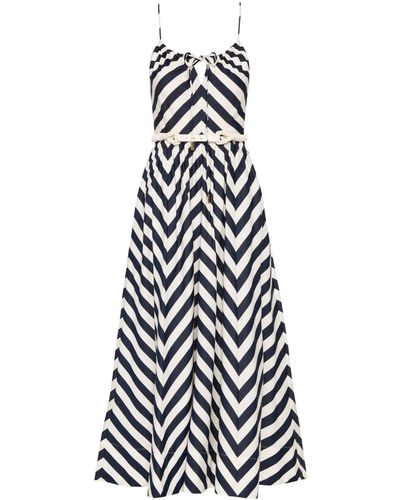 Rebecca Vallance Katerina Stripe-print Cotton Dress - White