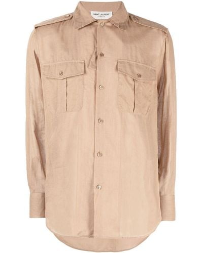 Saint Laurent Long-sleeve Button-fastening Shirt - Natural