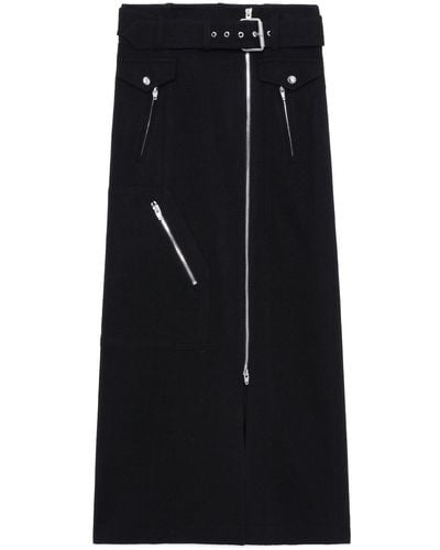 Juun.J High-waisted Zipped Midi Skirt - Black
