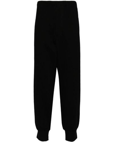 Yohji Yamamoto Tapered Cotton Track Trousers - Black