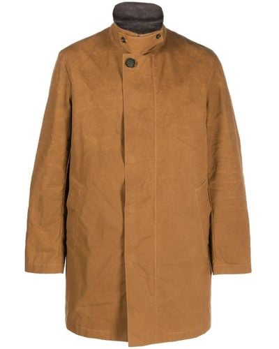 Mackintosh Manteau en coton Norfolk à simple boutonnage - Marron