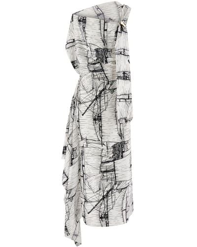 Ferragamo Asymmetrische Midi-jurk - Grijs
