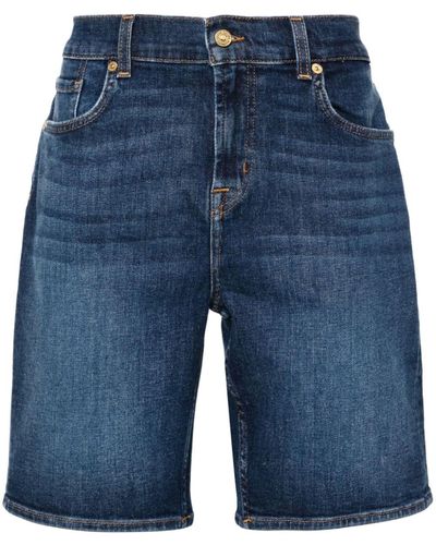 7 For All Mankind Halbhohe Jeans-Shorts - Blau