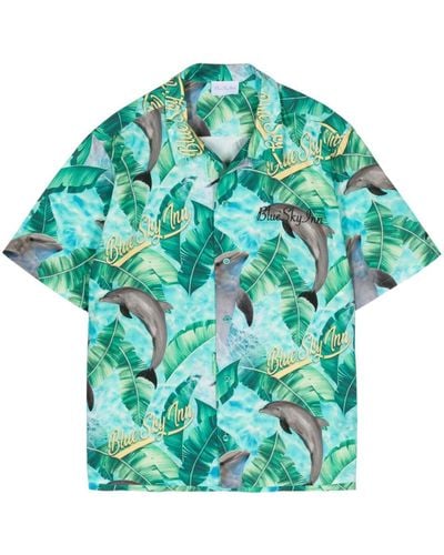 BLUE SKY INN Dolphin-print Cotton Shirt - Green