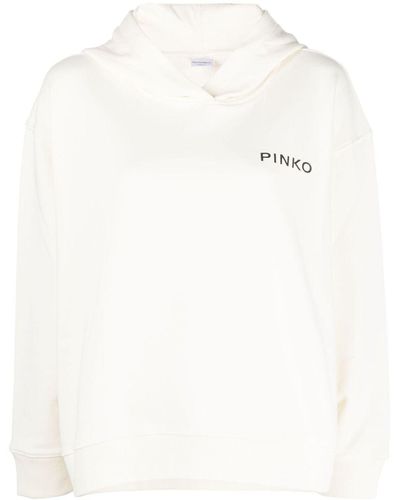Pinko Hoodie en coton à logo imprimé - Blanc