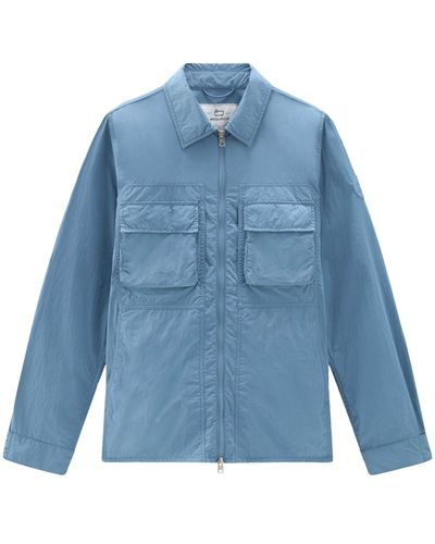Woolrich Shirtjack Met Gekruikt-effect - Blauw